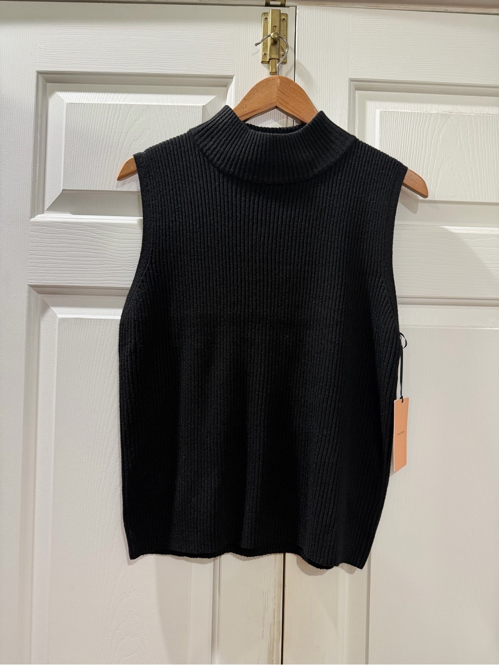 Halogen NWT Sleeveless Mock Neck Ribbed Sweater Top Size L